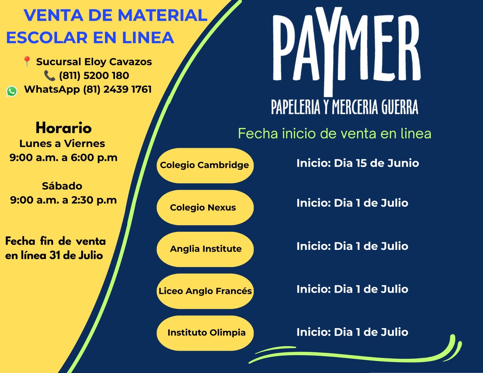 fechas inicio