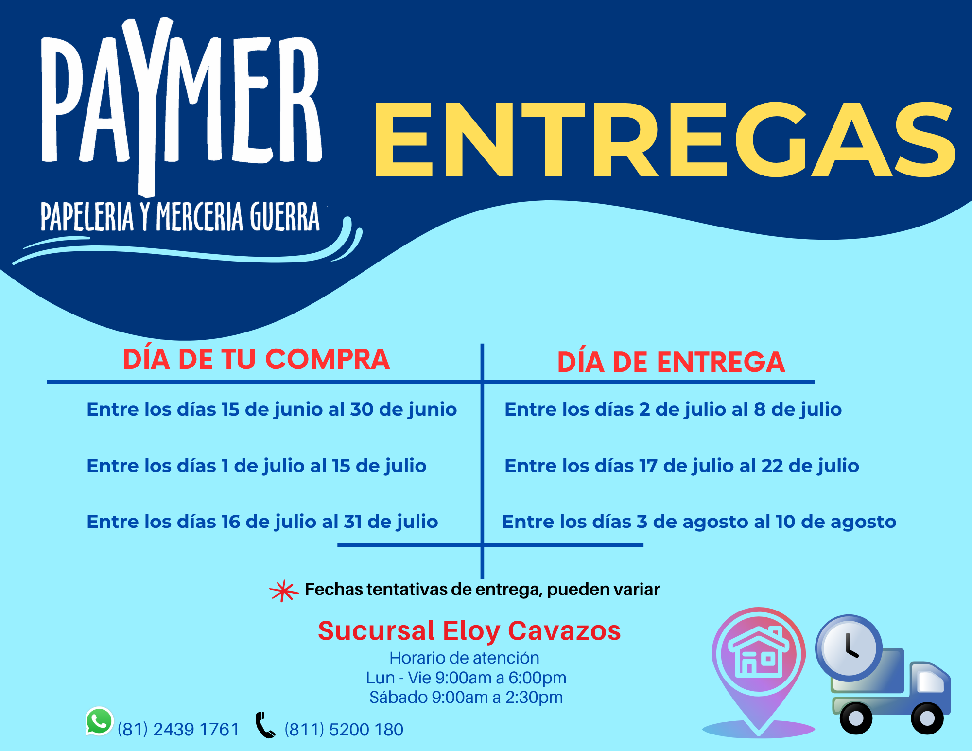 Fechas de entrega